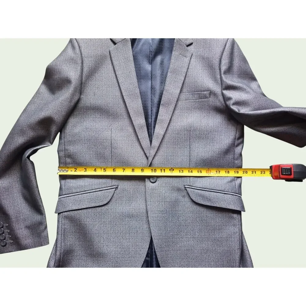 Dan-Hol Slim Fit Gray 2 Piece Suit Mens L 34x30 One Button Career Wedding